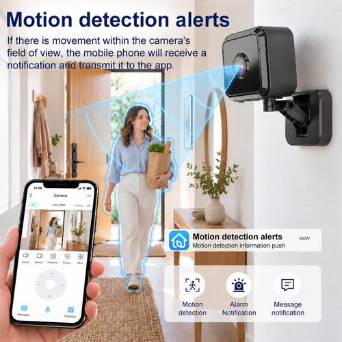 Color Night Vision Indoor or Outdoor Camera (Black), IP65 weather resistant, motion detection alerts, two-way audio