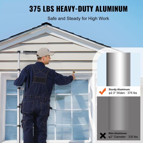 Telescoping Ladder, 8.5FT Aluminum Lightweight Extension Ladder, One-Button Retraction Collapsible Ladder, 375 LBS Capacity with Non-Slip Feet, Portable Compact Ladders for Home, RV, Loft