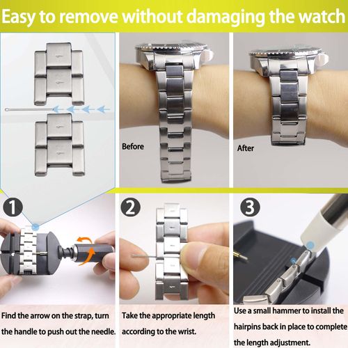 Watch Link Removal Kit, Watch Band Sizing Tool for Watch Strap Adjustment, Watch Pins Replacement, Watch Hammer, Spring bar