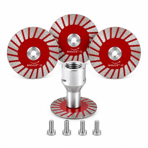 5-Piece 40mm Diamond Engraving Blade & Saw Kit with Removable Flange (5/8-11 Thread) for Granite Marble Ceramic PVC Precision Lettering - Multi-Material Carving Tools-Red