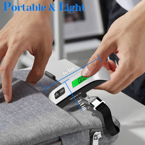 Digital Luggage Scale - 110 LB Industrial Baggage Scale with Backlit LCD, Data Lock, Hook & Strap Hang, 0.1lb/50g Precision, Dark-Light Readable, Pounds/Kgs for Traveling Gadgets, Portable Travel Gear