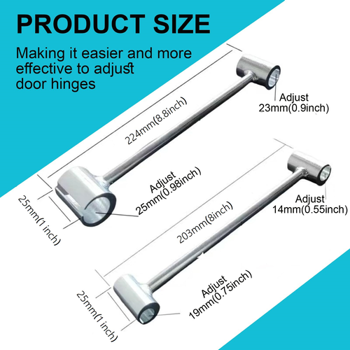 2 pcs Hinges Gap Adjusting Wrench, Door hinge repair tool, Upgraded steel double-ended door hinge repair wrench, Heavy-duty door hinge adjustment tool for standard round bolts