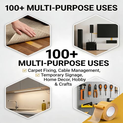 Heavy-Duty Double-Sided Duct Tape, Strong Adhesive, Waterproof, Removable, No Residue, Ideal for Carpet, Wallpaper, Home Use