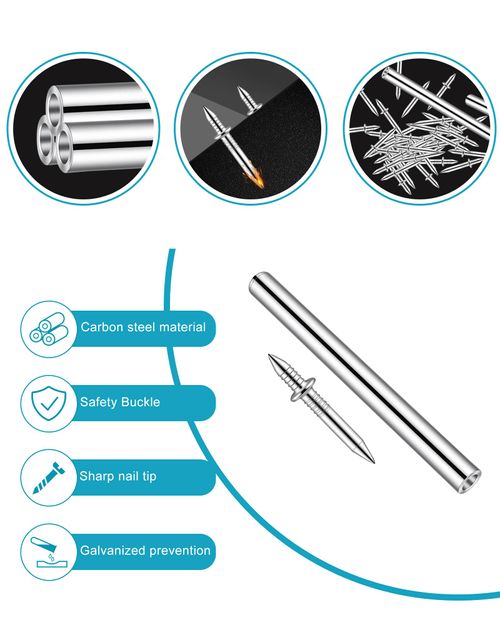 500pcs Double-Head Skirting Thread Seamless Nails, 2-Sided Nails with 5 Sleeve Tool,Invisible Double Headed Trim Seamless Pins for Seamless Baseboard Installation, Molding & Wall Panels.