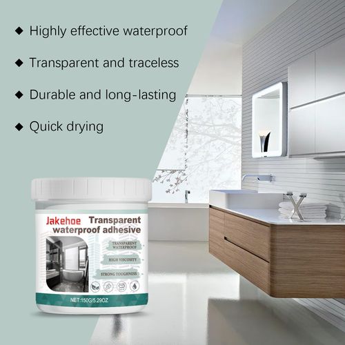Transparent Waterproof Coating for Indoor & Outdoor, 5.29oz Waterproof Sealant Clear, Water-Based Invisible Leak Repair Glue for Roofs, Walls, Garden, Terraces, Cracks, Concrete, Wood
