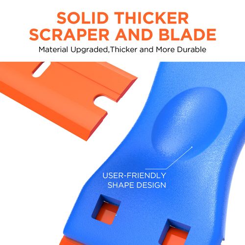 Plastic Razor Blades Scraper Tool - 2 Pack Wall Paint Remover with 100 Pcs Plastic Blades Kit No Scratch Car Window Glass Wood Sticker Removal Floor Stove Kitchen Vinyl Adhesive Decal Tape Cleanings