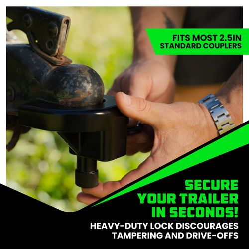 Trailer Coupler Lock Kit (2-5/16in Trailers) - Anti-Theft Steel, Heavy Duty Anti-Theft Lock for RV, Camper, Trailer, Boat & Caravan. Reinforced Solid Steel Build, Weatherproof.