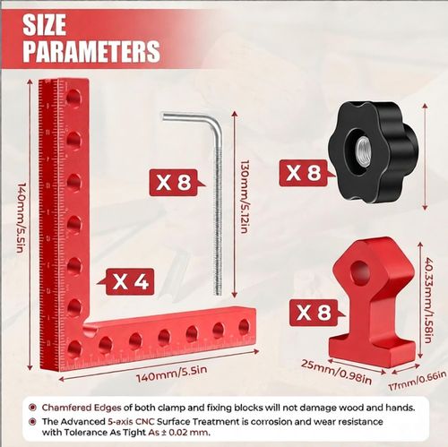 Corner Clamps for Woodworking 4pcs 5.5" 90 Degree Clamp with Box, Aluminum Alloy Clamp for Right Angle Positioning Squares Woodworking Tools for Frame, Drawer, Cabinets, Gifts for Men Dad