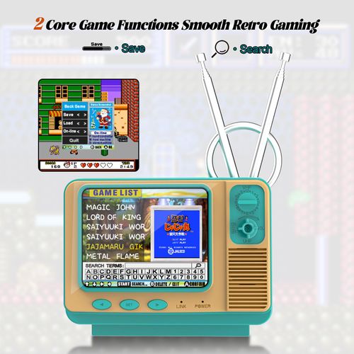 Vintage Family Game Console, 2.8" IPS Screen, Low Voltage Charging, Compact Design, With Game Cables | Game Night Gadget, Cool Unique Gift, Christmas Gift for Teen Boys