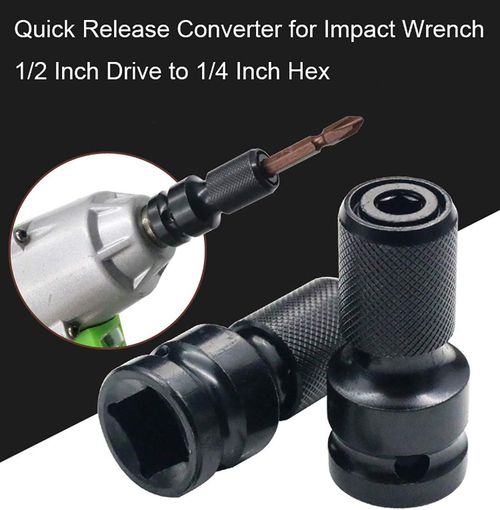 2 PCS Electric Wrench Converter | 1/2" Square Drive to 1/4" Hex Socket Adapter for Impact & Air Wrench, Quick release | Chuck adapter | Ratchet, Wrench & Impact Tool Compatible