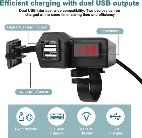 Motorcycle Phone, Motorcycle Handlebar Phone Cigarette Lighter Socket Single USB for Electronic Devices