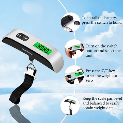 Digital Luggage Scale - 110 LB Industrial Baggage Scale with Backlit LCD, Data Lock, Hook & Strap Hang, 0.1lb/50g Precision, Dark-Light Readable, Pounds/Kgs for Traveling Gadgets, Portable Travel Gear