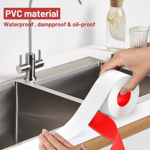 3 Rolls Caulk Tape Self Adhesive, Toilet Caulking Strip Waterproof, Sealant Tape for Bathroom, Bathtub, Toilet, Shower, Countertop, Floor Tile, Wallpaper, with Sealing Tool (1.5" x 10.5Ft)