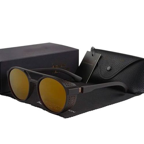 Men's Retro Round Polarized Steampunk Sunglasses HSQT209