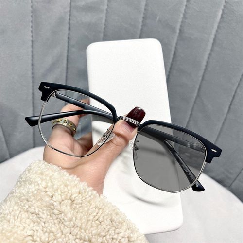 2024 New retro half-rim color changing glasses for myopia