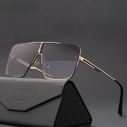 Black Designer One Piece Mental Frame Square Sun Glasses For Man