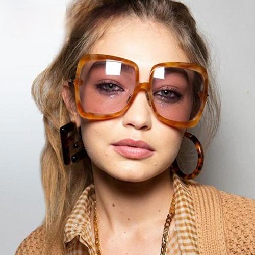 Oversized Sunglasses Women  Vintage Square Fashion Big Large Grain Frame