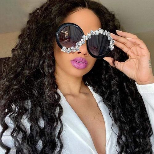 Oversized Round Sunglasses Women Diamond Rhinestone Sunglasses Men Luxury Brand Designer Glasses Eyeglasses Eyewear Vintage