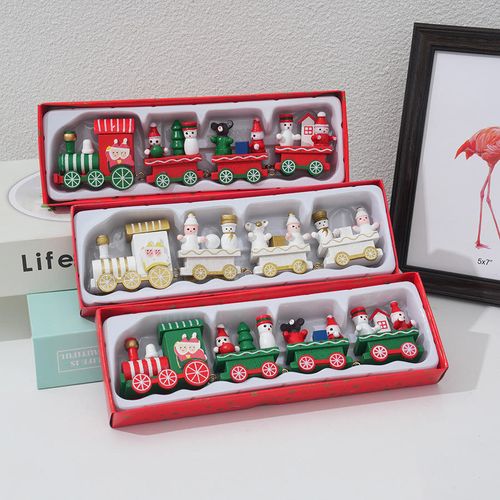 Christmas Wooden Train Decorations for Home Gifts and Holiday Displays