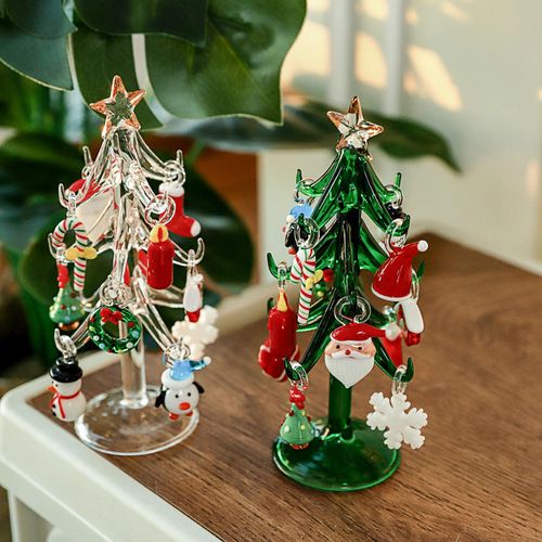 Creative Cartoon Desktop Decor Holiday Gift Christmas Tree Glass Ornament