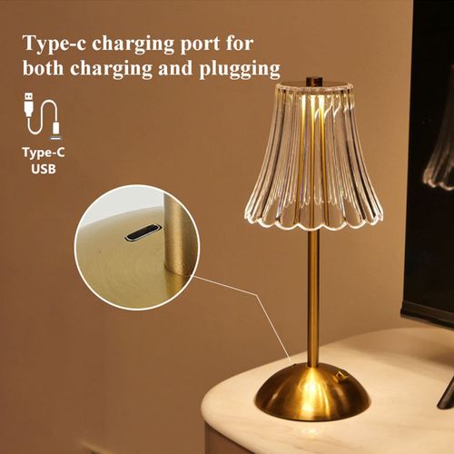 Modern Restaurant Hotel Table Lamp Metal Cordless Rechargeable Decorative Lighting 2W Touch-Activated LED Table Lamp