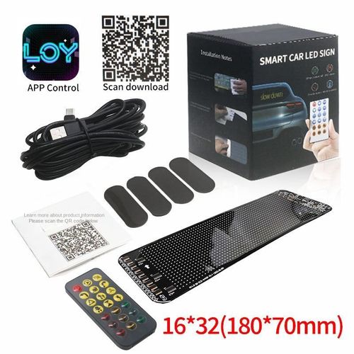 32*16(180mm*70MM)Car Windshield LED Screen DIY Indicator Light Devil's Eye App Control Truck AnimationDecoration Electronics