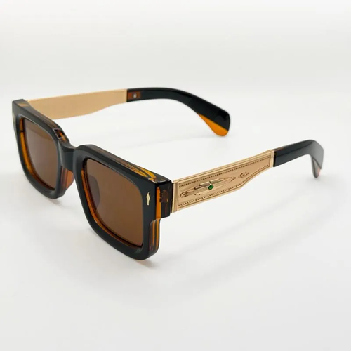 Vintage Polarized Sunglasses, Square Multicolor Frame Gold Temples UV400 Protection Shades for Kenya, Unisex Vintage Brow Bar Sunglasses, Half Rim Retro Glasses with Metal Plastic Frame, All Seasons Wear Decorative Lenses Eyewear, Retro Casual Style for Men and Women, Ideal for Daily Wear, Driving, Travel, Beach and Outdoor Activities