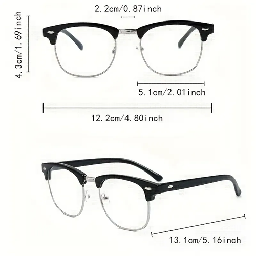 Men's Vintage Square Frame Fashion Glasses - Classic Black Composite Frame with Clear Lenses, Stylish & Durable for Everyday Wear, Classic Square Frame, Composite Frame Fashion Glasses, Lightweight Comfortable Eyewear, Casual Daily Fashion Glasses for Men, Retro Style Spectacles for Work, School, Party & Daily Outfits
