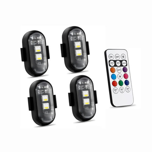 LED Aircraft Strobe Light RGB Wireless Remote Control Warning Light for Bike Car Motorcycle, High Brightness Anti-Collision Safety Flash Light, Universal Waterproof Strobe Lamp for Cycling Driving Outdoor Emergency Signal Light, Rechargeable RGB Flashing Light with Remote for Scooter ATV Boat Vehicle Safety