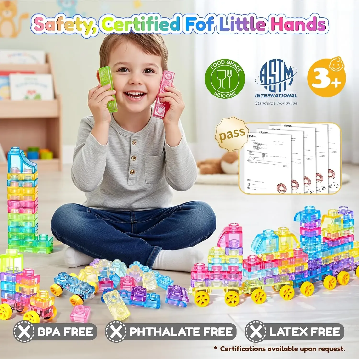 🧸 JOYSPOT Soft Jelly Blocks, Kids Squishy Bath Toy 3+