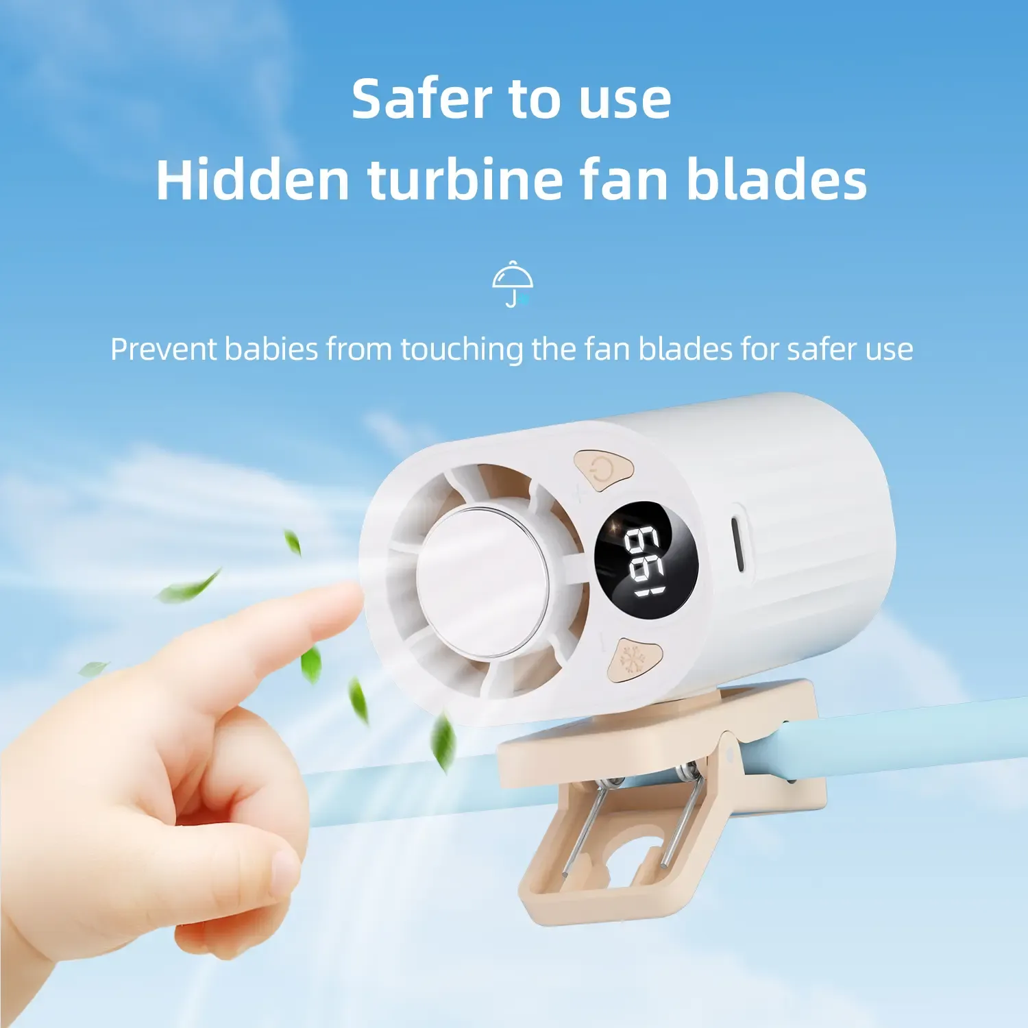 ☀️ Car Clip On Fan with LED, Adjustable Speed, USB Powered