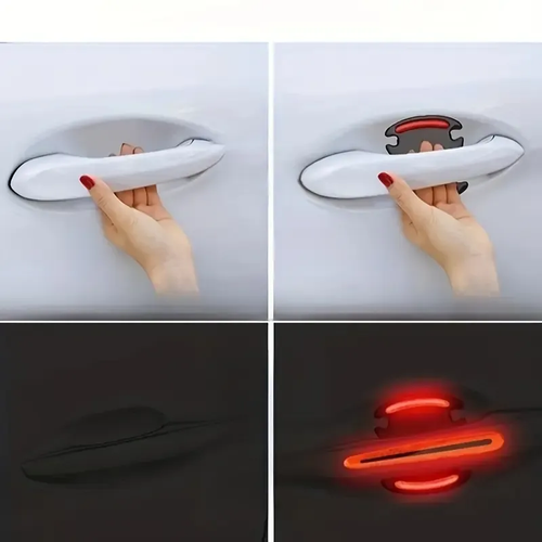 8Pcs Car Door Handle Reflective Stickers Anti-Scratch Protector