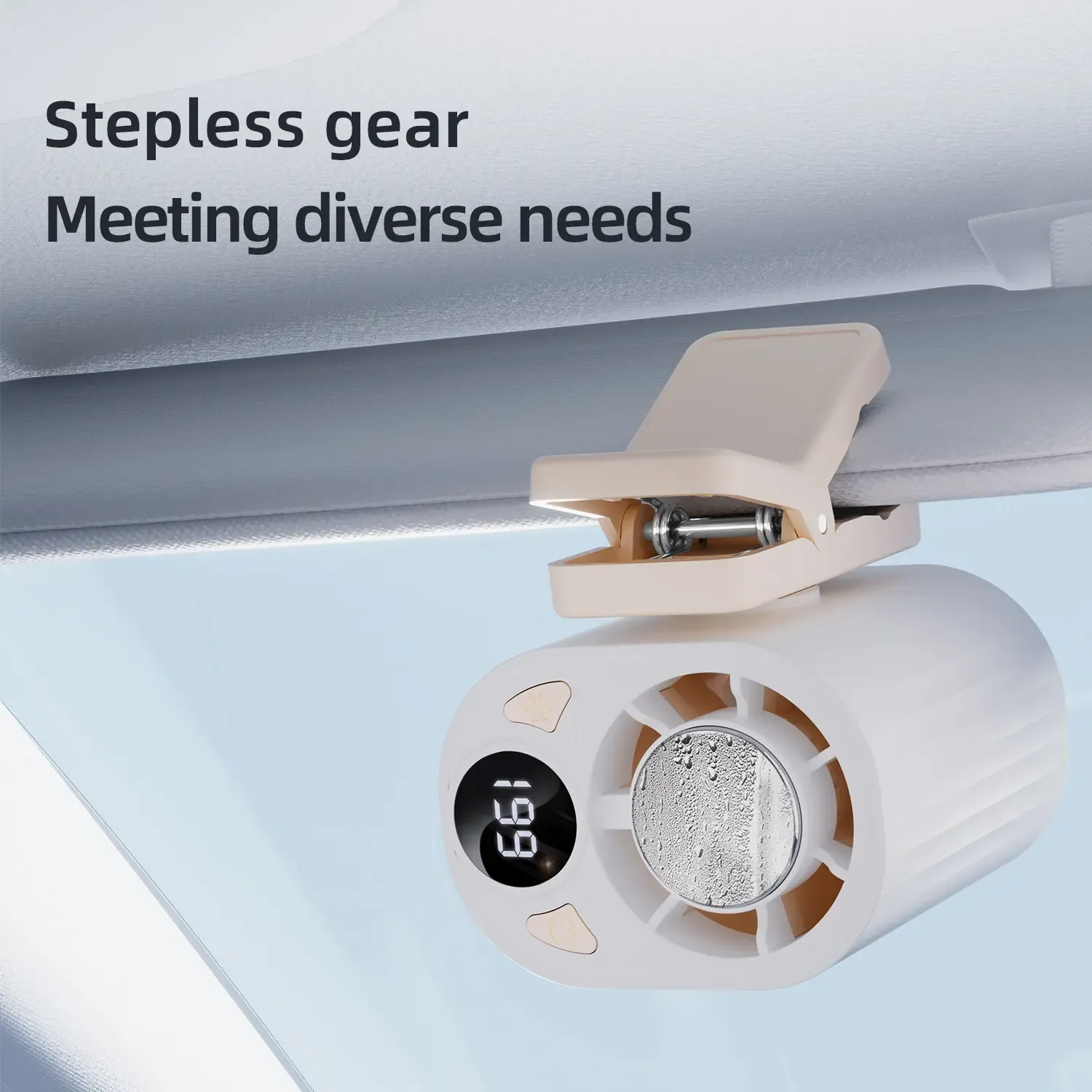 ☀️ Car Clip On Fan with LED, Adjustable Speed, USB Powered