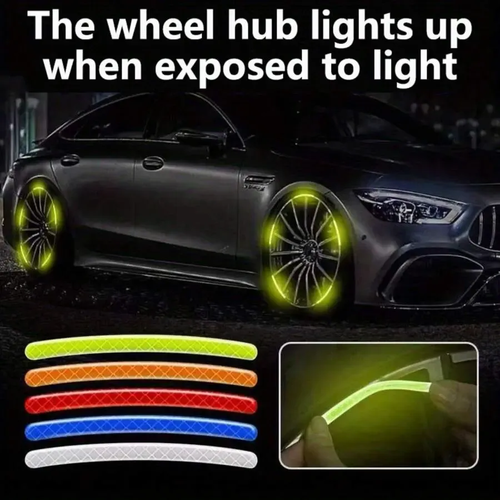 40pcs High-Visibility Reflective Wheel Stickers For Cars, Universal Car Wheel Hub Reflective Decals, Night Safety Warning Reflector Stickers, Waterproof Sunscreen Durable Reflective Strip for Car SUV Truck Motorcycle, Easy to Install Self-Adhesive Wheel Decorative Safety Accessories to Improve Night Driving Visibility