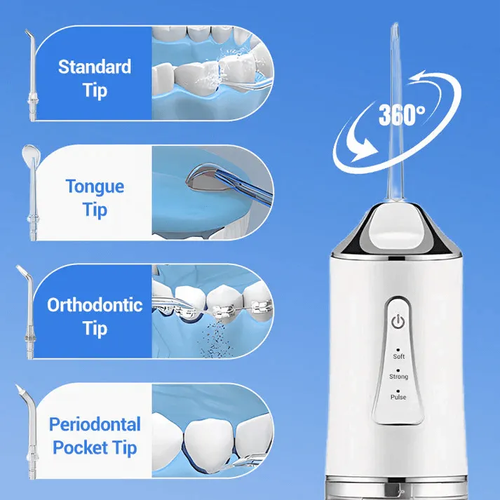 New Design🔥Teeth Cleaning with 3 Modes 4 Jet Tips IPX7 Waterproof Teethfloss for Home Travel