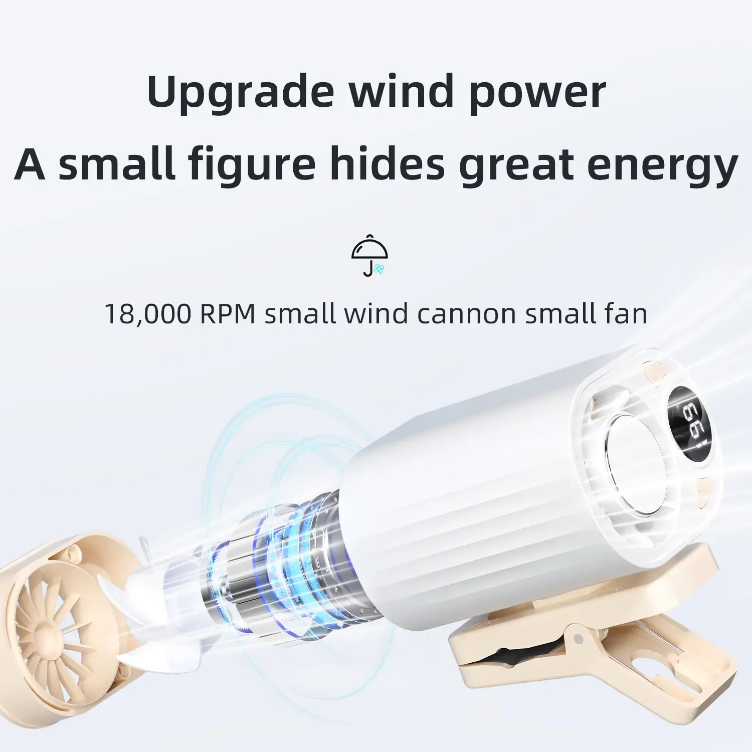 ☀️ Car Clip On Fan with LED, Adjustable Speed, USB Powered