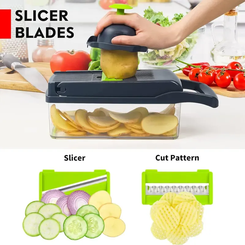 14 in 1 Multifunctional Food Chopper Vegetable Chopper Onion Slicer Fruit Carrot Veggie Dicer Cutter Shredders Vegetable Slicers