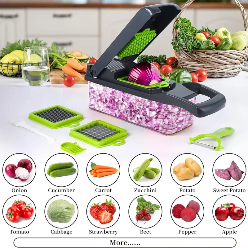 14 in 1 Multifunctional Food Chopper Vegetable Chopper Onion Slicer Fruit Carrot Veggie Dicer Cutter Shredders Vegetable Slicers