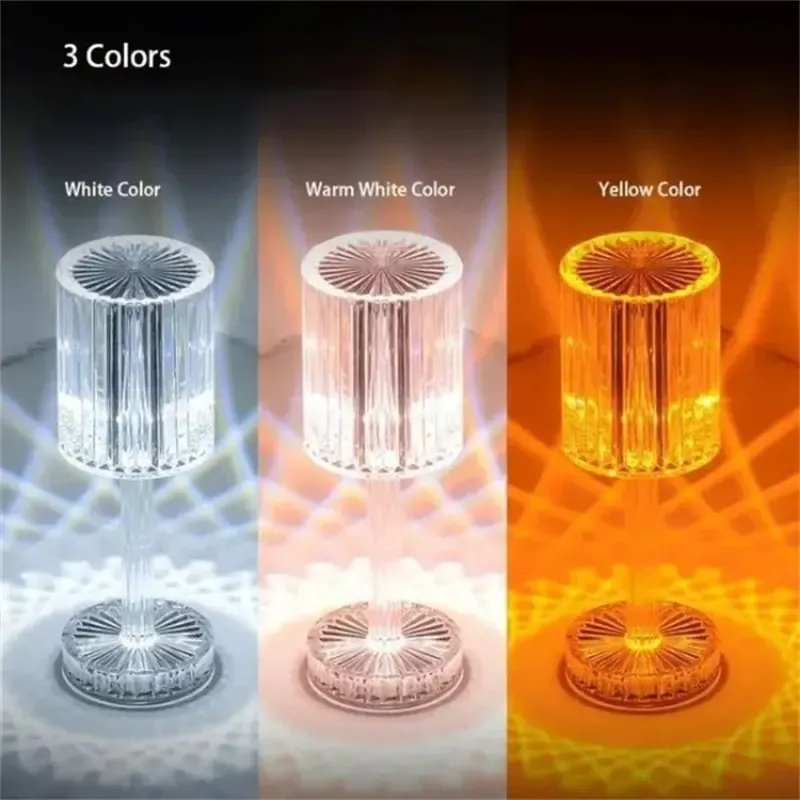 Clear Crystal Table Light Hotel Restaurant Decoration Table Lamp Portable Bedroom Lamps