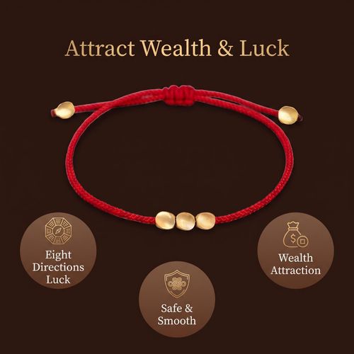 3-Piece Sacred Gift Box: 8 Planets Natural Stone Bracelet, 18K Gold Plated Cinnabar Red String & Blessed Amulet, Bring Fortune & Safety for Men Women