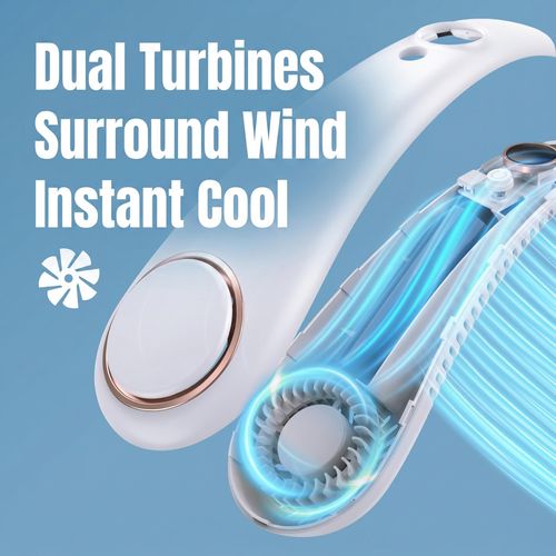 TikTok Viral Upgraded Neck Fan, 4000mAh Large Battery 5 Speed Adjustable USB Rechargeable Portable Hands Free Outdoor Lazy Fan