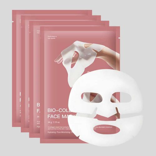 4-Pack | Korean Bio-Collagen Hydrogel Mask, Overnight Use, Lifting & Pore Minimizing, Moisturizing & Repairing Transparent Mask