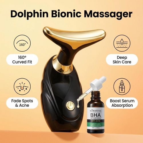 Medical Grade Whitening & Anti-Acne Skincare Set Portable Dolphin Facial Device + KORMESIC Acne & Whitening Serum