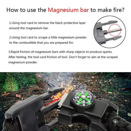 Outdoor camping multi-purpose adjustable tactical lifebuoy bracelet with thermometer