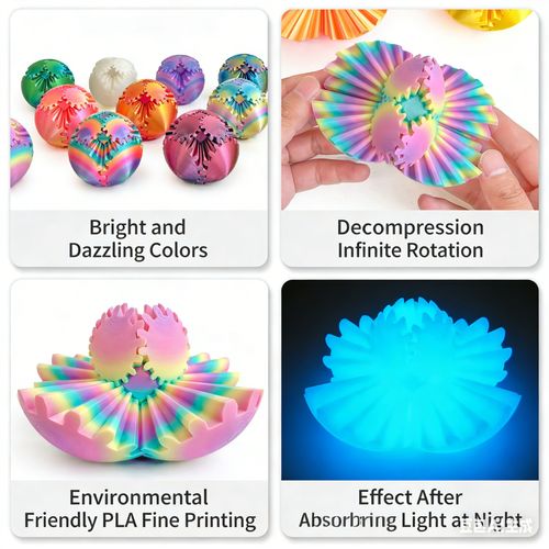 Creative Color Gear Spinning Ball 3D Printing Toy Gear Ball Spin Ball Puzzle Model Toy