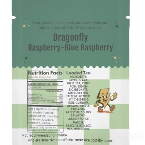 Loaded Tea Triangle Packet Caffeine Flavored Moisturizing Powder Beverage Mix Easy to Mix