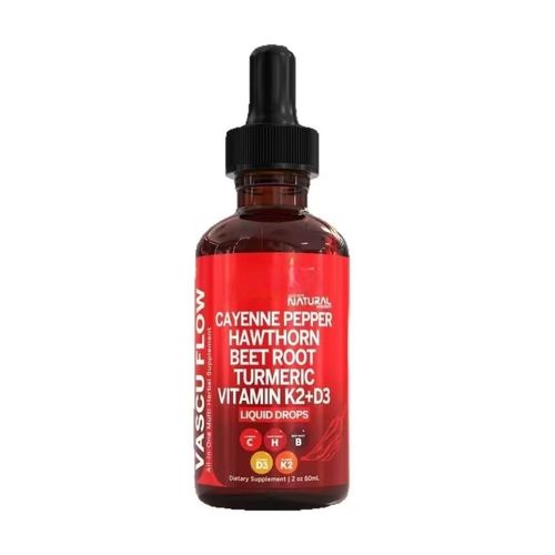 Chili pepper, hawthorn, vitamin D3K2, organic sugar beet, cinnamon, turmeric, ginseng and other health supplement liquid drops