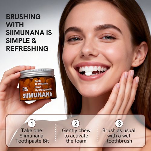 Solid toothpaste tablets provide long-lasting freshness, brighten breath, and remove yellowing