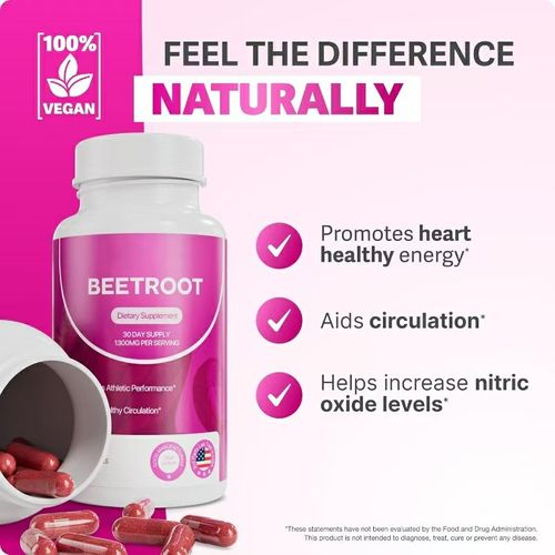 Organic beetroot capsules Daily Cardiovascular Circulation Support Superfood Heart Wellness Natural Formula