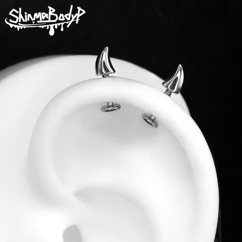 Devil's Corner Little Devil Nail Ear Nail Ear Bone Nail Ear Wheel Nail Dark Cute Hot Girl Sweet Cool Wind Piercing Jewelry Earrings